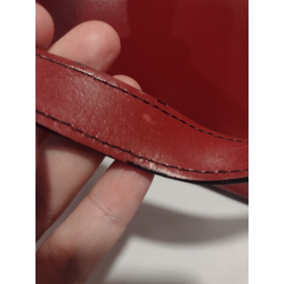 Jack Georges Red Leather Double Zip Around Shoulder Bag Tote - Picture 5 of 16